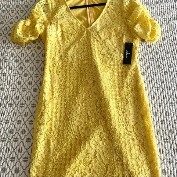 LuLus Yellow Lace Dress - Picture 4 of 5